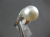 ESTATE LARGE .39CT DIAMOND & AAA SOUTH SEA PEARL 18K WHITE GOLD CRISS CROSS RING