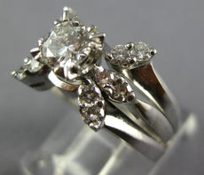 ANTIQUE .61CT DIAMOND 14KT WHITE GOLD ROUND FLOWER INSERT ENGAGEMENT RING #27066
