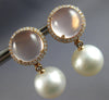 LARGE 12.2CT DIAMOND & AAA PINK QUARTZ & SOUTH SEA PEARL 18KT ROSE GOLD EARRINGS