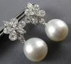 LARGE 2.03CT DIAMOND & AAA PEARL 18KT WHITE GOLD 3D MULTI LEAF HANGING EARRINGS