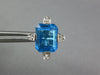 LARGE 10.1CT DIAMOND & AAA BLUE TOPAZ 14KT WHITE GOLD EMERALD CUT STUD EARRINGS