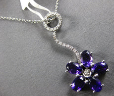 3.15CT DIAMOND & AAA AMETHYST 14KT WHITE GOLD CIRCLE OF LIFE OVAL FLOWER PENDANT