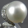 LARGE .84CT DIAMOND & AAA SOUTH SEA PEARL 18KT WHITE GOLD HORSESHOE LUCKY RING