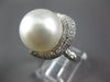 LARGE .84CT DIAMOND & AAA SOUTH SEA PEARL 18KT WHITE GOLD HORSESHOE LUCKY RING