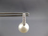 LARGE .61CT DIAMOND & AAA SOUTH SEA PEARL 18K WHITE GOLD HUGGIE HANGING EARRINGS