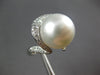 LARGE .84CT DIAMOND & AAA SOUTH SEA PEARL 18KT WHITE GOLD HORSESHOE LUCKY RING