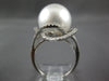 LARGE .49CT DIAMOND & AAA SOUTH SEA PEARL 18KT WHITE GOLD FLOWER LOVE KNOT RING