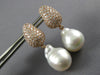 2.50CT DIAMOND & AAA SOUTH SEA PEARL 18K ROSE GOLD 3D TEAR DROP HANGING EARRINGS