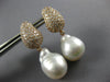 2.50CT DIAMOND & AAA SOUTH SEA PEARL 18K ROSE GOLD 3D TEAR DROP HANGING EARRINGS