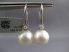 LARGE .17CT DIAMOND & AAA SOUTH SEA PEARL 18KT WHITE GOLD 3D HANGING EARRINGS