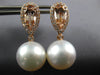 2.39CT DIAMOND & AAA MORGANITE & SOUTH SEA PEARL 18KT ROSE GOLD HANGING EARRINGS