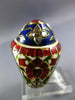 1.21CT ROSE CUT DIAMOND & AAA RUBY & ENAMEL 22KT YELLOW GOLD 3D HANDCRAFTED RING