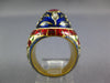 1.21CT ROSE CUT DIAMOND & AAA RUBY & ENAMEL 22KT YELLOW GOLD 3D HANDCRAFTED RING