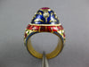 1.21CT ROSE CUT DIAMOND & AAA RUBY & ENAMEL 22KT YELLOW GOLD 3D HANDCRAFTED RING