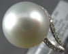 ESTATE LARGE .30CT DIAMOND & AAA SOUTH SEA PEARL 18KT WHITE GOLD SWIRL FUN RING