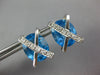 LARGE 11.31CT DIAMOND & AAA BLUE TOPAZ 14KT WHITE GOLD OVAL X LOVE STUD EARRINGS