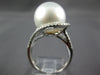 ESTATE LARGE .30CT DIAMOND & AAA SOUTH SEA PEARL 18KT WHITE GOLD SWIRL FUN RING