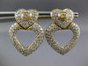 ESTATE LARGE 3.50CT DIAMOND 18K 2 TONE GOLD HEART SHAPE CLIP ON HANGING EARRINGS