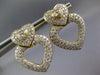 ESTATE LARGE 3.50CT DIAMOND 18K 2 TONE GOLD HEART SHAPE CLIP ON HANGING EARRINGS