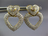 ESTATE LARGE 3.50CT DIAMOND 18K 2 TONE GOLD HEART SHAPE CLIP ON HANGING EARRINGS