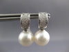 .43CT DIAMOND & AAA SOUTH SEA PEARL 18K WHITE GOLD 3 ROW HUGGIE HANGING EARRINGS