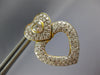 ESTATE LARGE 3.50CT DIAMOND 18K 2 TONE GOLD HEART SHAPE CLIP ON HANGING EARRINGS