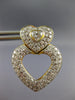 ESTATE LARGE 3.50CT DIAMOND 18K 2 TONE GOLD HEART SHAPE CLIP ON HANGING EARRINGS