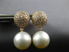 1.56CT DIAMOND & AAA SOUTH SEA PEARL 18K ROSE GOLD 3D SEMI BALL HANGING EARRINGS