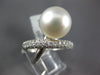 LARGE .76CT DIAMOND & AAA SOUTH SEA PEARL 18KT WHITE GOLD CRISS CROSS LOVE RING