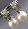 .43CT DIAMOND & AAA SOUTH SEA PEARL 18K WHITE GOLD 3 ROW HUGGIE HANGING EARRINGS