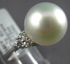ESTATE LARGE .30CT DIAMOND & AAA SOUTH SEA PEARL 18K WHITE GOLD CLASSIC FUN RING