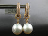 1.49CT DIAMOND & SOUTH SEA PEARL 18K ROSE GOLD 3D ETOILE HUGGIE HANGING EARRINGS