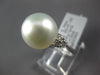 ESTATE LARGE .30CT DIAMOND & AAA SOUTH SEA PEARL 18K WHITE GOLD CLASSIC FUN RING