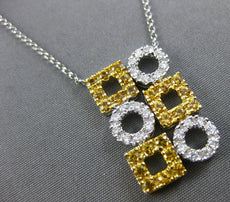 .55CT DIAMOND & AAA YELLOW SAPPHIRE 14KT WHITE GOLD SQUARE & ROUND FUN NECKLACE