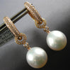 1.49CT DIAMOND & SOUTH SEA PEARL 18K ROSE GOLD 3D ETOILE HUGGIE HANGING EARRINGS