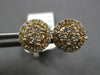 ESTATE .50CT DIAMOND 14K YELLOW GOLD 3D CLASSIC ROUND CLUSTER HALO STUD EARRINGS