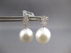 LARGE .32CT DIAMOND AAA SOUTH SEA PEARL 18K WHITE GOLD INFINITY HANGING EARRINGS