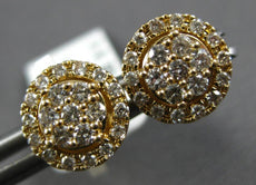 ESTATE .50CT DIAMOND 14K YELLOW GOLD 3D CLASSIC ROUND CLUSTER HALO STUD EARRINGS