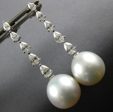 1.45CT DIAMOND & AAA SOUTH SEA PEARL 18KT WHITE GOLD 3D JOURNEY HANGING EARRINGS