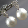 LARGE .32CT DIAMOND AAA SOUTH SEA PEARL 18K WHITE GOLD INFINITY HANGING EARRINGS