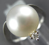 ESTATE .03CT DIAMOND & AAA SOUTH SEA PEARL 14KT WHITE GOLD 3D CLASSIC CROWN RING