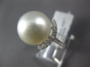 ESTATE LARGE .53CT DIAMOND AAA SOUTH SEA PEARL 18KT WHITE GOLD CLASSIC LOVE RING