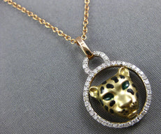 .22CT DIAMOND & ENAMEL 14KT YELLOW & ROSE GOLD HAPPY PANTHER FLOATING PENDANT