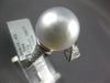 ESTATE LARGE .39CT DIAMOND AAA SOUTH SEA PEARL 18KT WHITE GOLD CLASSIC LEAF RING