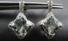 3.84CT DIAMOND & AQUAMARINE 14KT WHITE GOLD CUSHION FLOWER STAR HANGING EARRINGS
