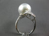 ESTATE LARGE .39CT DIAMOND AAA SOUTH SEA PEARL 18KT WHITE GOLD CLASSIC LEAF RING