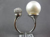 LARGE .78CT DIAMOND & AAA SOUTH SEA PEARL 18KT WHITE GOLD OPEN TENSION FUN RING
