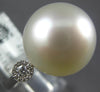 ESTATE LARGE .12CT DIAMOND & AAA SOUTH SEA PEARL 18K WHITE GOLD CLASSIC FUN RING