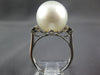 ESTATE LARGE .12CT DIAMOND & AAA SOUTH SEA PEARL 18K WHITE GOLD CLASSIC FUN RING
