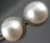 ESTATE .10CT DIAMOND & AAA SAOUTH SEA PEARL 18K WHITE GOLD 3D HALO STUD EARRINGS